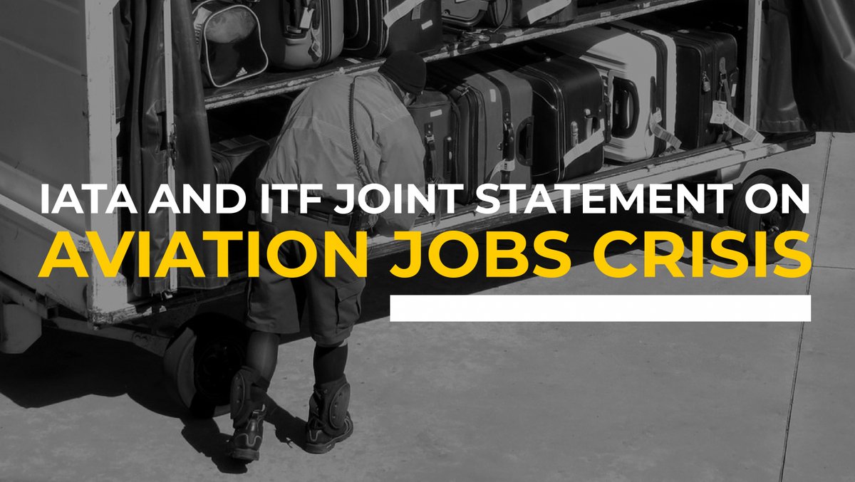 Workers &amp; employers agree: <a href="/IATA/">IATA</a> and <a href="/ITFglobalunion/">International Transport Workers' Federation (ITF)</a> issue joint statement calling for urgent govt action to prevent jobs catastrophe. 141k jobs in Canada and 4.8M jobs globally hang in the balance. <a href="/marcgarneau/">Marc Garneau</a> #CanadaNeedsAPlan #ITFAviationWeek #canlab itfglobal.org/en/news/catast…
