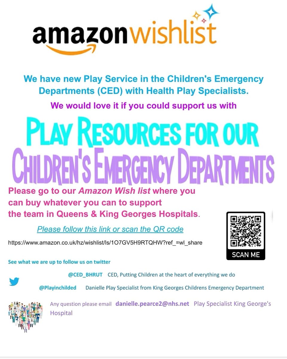 #kindnessbypost #kinggeorgeschildrensemergencydepartment #healthplayspecialist #amazonwishlist
