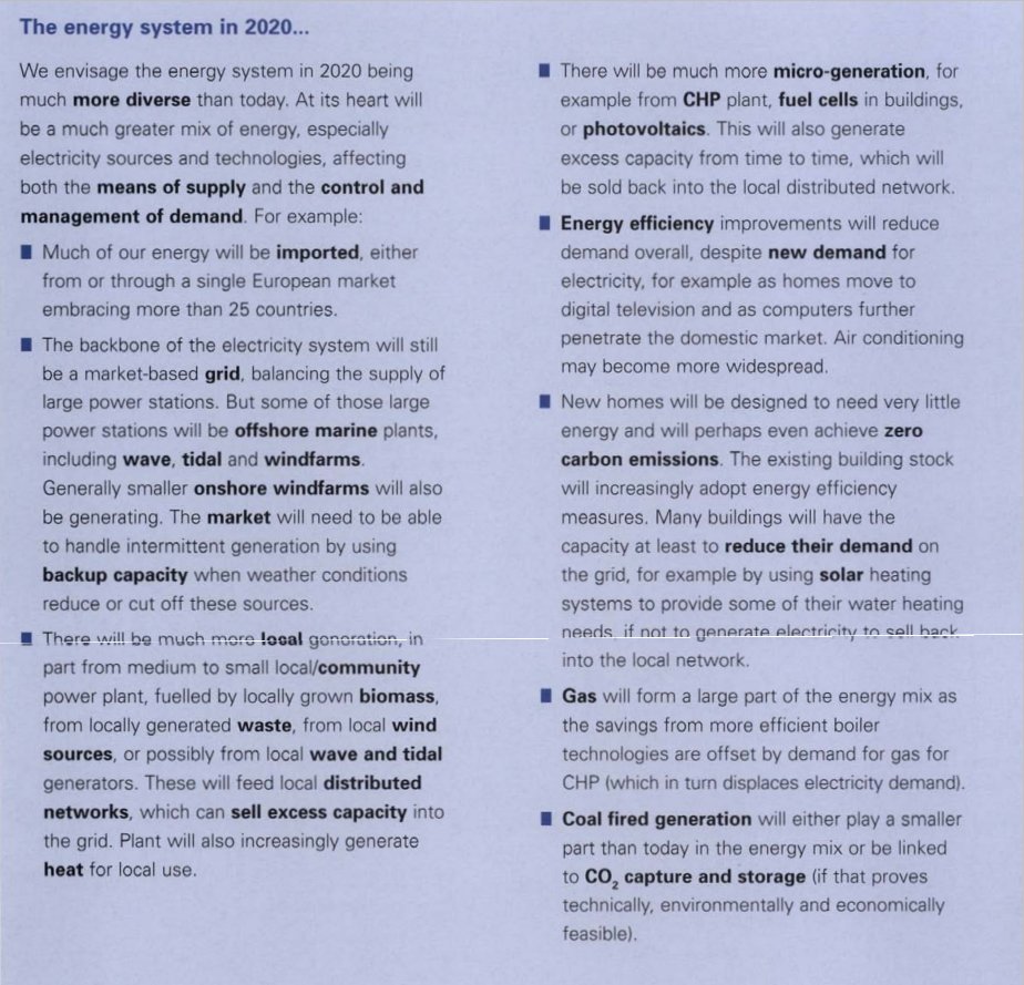 A blast from the past: this is what the 2003 energy white paper thought 2020 might look like.