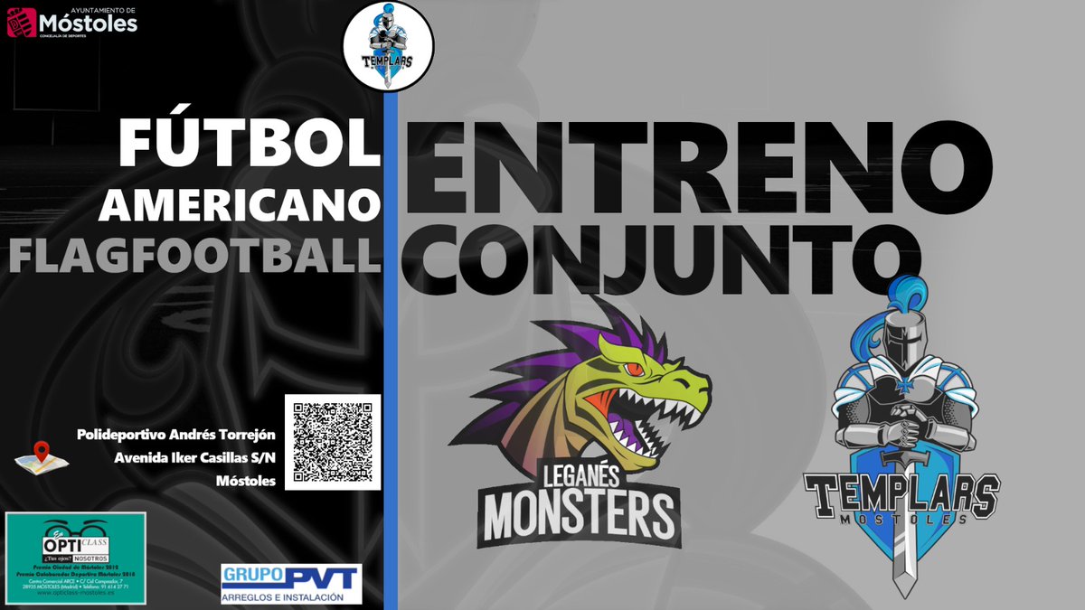 OMTemplars's tweet photo. Éste sábado tenemos el placer de recibir al equipo de Leganés Monsters, para un entrenamiento divertido y fuerte. 🏈🖤💙
#Gotemplars
#Goleganesmonsters https://t.co/P9dhr14hb1