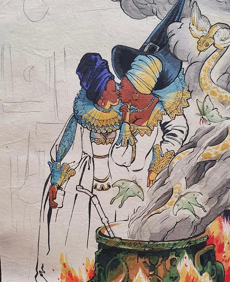 FelixdEon's tweet photo. A new painting I just finished, shared here with a few photos of the process. Now to paint some gender fluid witchy magic, before I start painting queer Christmas joy
#queerpagan #queerspirituality #lesbianmagic #blacklesbian #queerblack #gayblacklove #lesbianart #bodypositiveart https://t.co/Ozdyx2p6ae