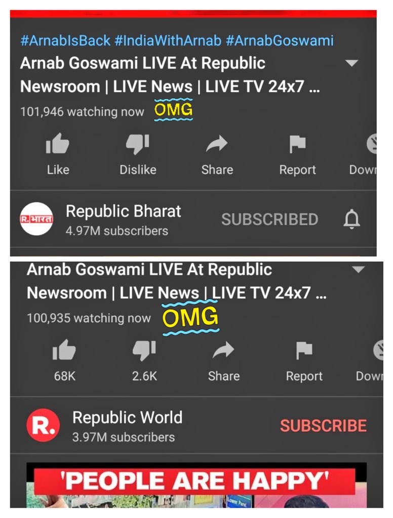 NikhilA1412's tweet photo. Lutyens media सावधान ☠️
"Gabbar is back"
Jitne logo ke 3-4 din mein view hote ye live hai😍
Republic network will be global news channel in next 17 months😘😘
"The game has just begun "😁😉
#ArnabIsBack
#REPUBLICFIGHTBACK
@republic @Republic_Bharat
@ishkarnBHANDARI @pradip103 https://t.co/1ikj2I4f03