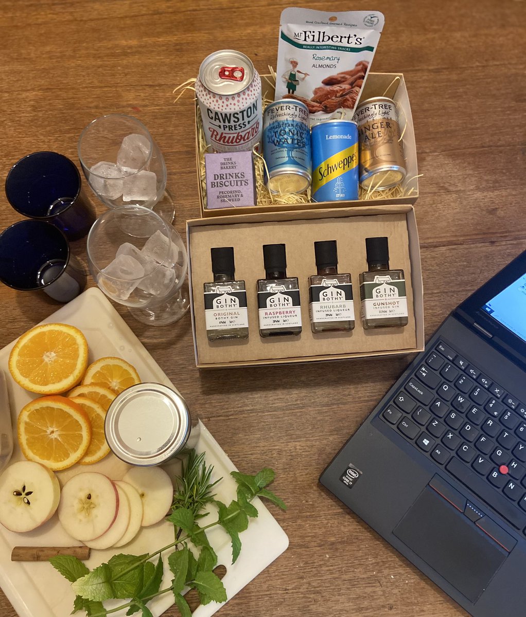 Eagerly anticipating <a href="/TheGinBothy/">The Gin Bothy</a> tasting session via zoom. What a fab gift this will make someone (or yourself)! Gin pack, mixers &amp; snacks arrived in post ahead of time.  Fun evening ahead! #Scotland #gin