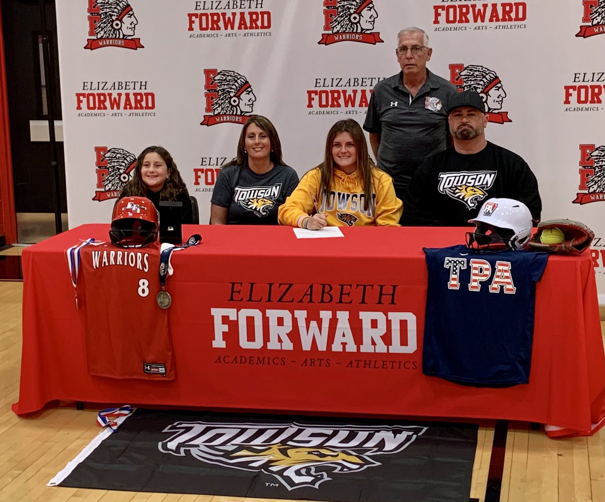 M_Routh68's tweet photo. Kailey Larcinese commits to Towson University. Go Tigers!!! #NationalSigningDay https://t.co/ZjZVyDn3ka