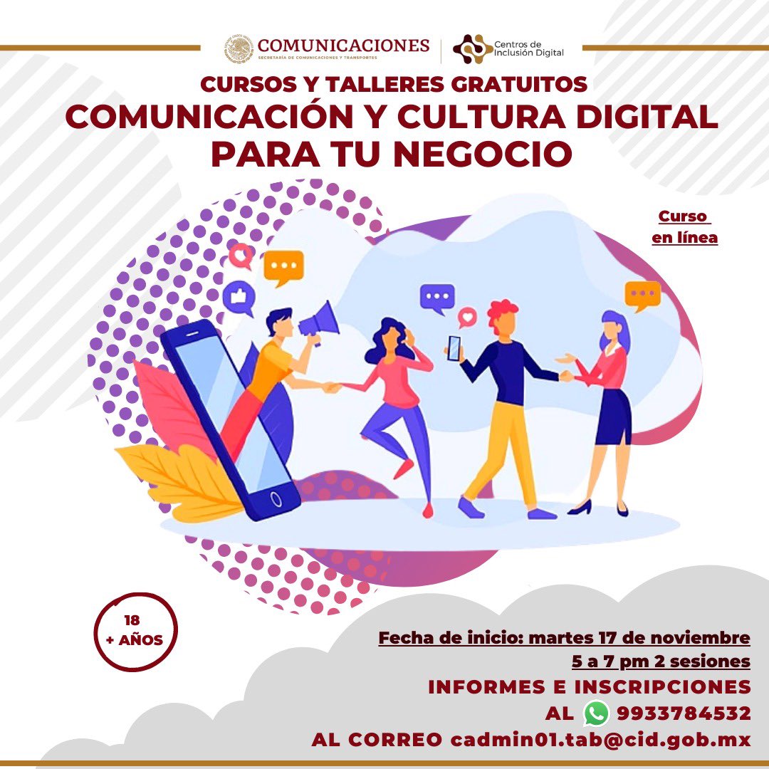 SEDEC_Tab's tweet photo. #SEDEC te invita a participar en las actividades de capacitación #EnLínea para obtener habilidades digitales que se realizan por parte del Centro de Inclusión Digital sin costo. Desarrolla tus capacidades para emprender e innovar.
Más información al 9933784532
#EmprenderTabasco https://t.co/33ukEe6w7y