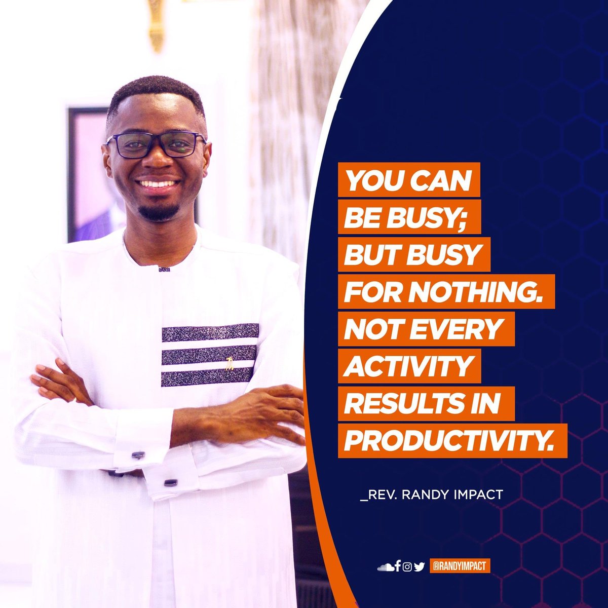 RandyImpact's tweet photo. You can be busy; but busy for nothing.
Not every activity results in productivity.
#ThePowerOfVision
#MonthOfVision
#BuildToLast https://t.co/0diy3SEZ3x