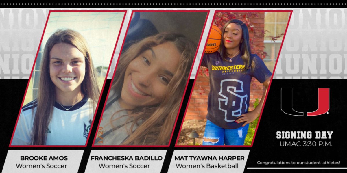 Join <a href="/union_athletics/">Union Athletics</a> TODAY as we celebrate these outstanding ladies who are signing to continue their athletic careers in college!