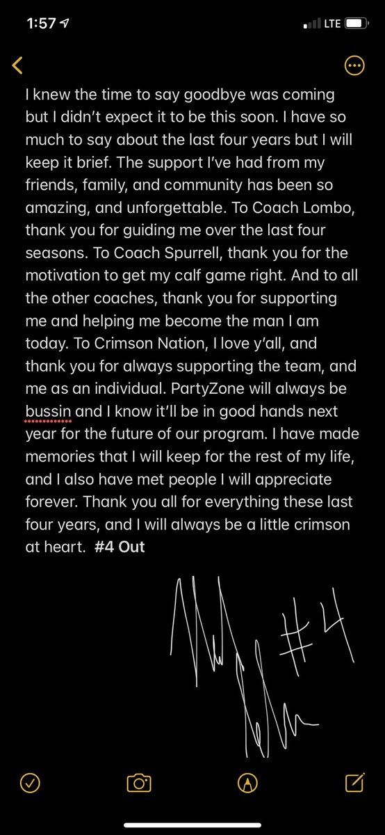 ElmesNate's tweet photo. Love Y’all @Crimsonfootball @MGpartyzone   #4 Out ❤️✌🏽 https://t.co/5FxQQdNAGH