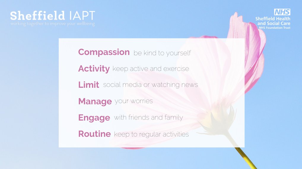 SHSCFT's tweet photo. Feeling worried, stressed or anxious? 

Have you tried to be CALMER?

🔹Compassion
🔹Activity
🔹Limit
🔹Manage
🔹Engage
🔹Routine

Learn more techniques like this on our 'Improving Wellbeing during COVID-19' course.

Book your free place at https://t.co/BF4RBwik33

#Sheffield https://t.co/68KK2tfz7i