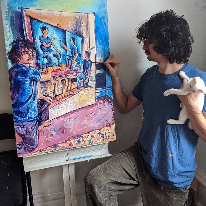 Kendini çizen ressam... müthiş