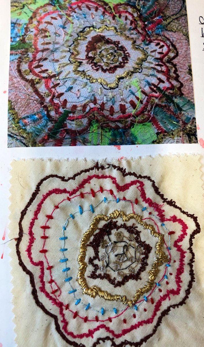FredaQueenie's tweet photo. Just another fabulous Artist Response from Year 12 Textiles using free stitch embroidery &amp; hand embroidery techniques ... Watch this space for the second addition ... #designeratwork #edutwitter #AcademicTwitter #covidwillnotstopus @SADARTdept @SwindonAcademy1 @Georgia_w https://t.co/2IS07zTNvz