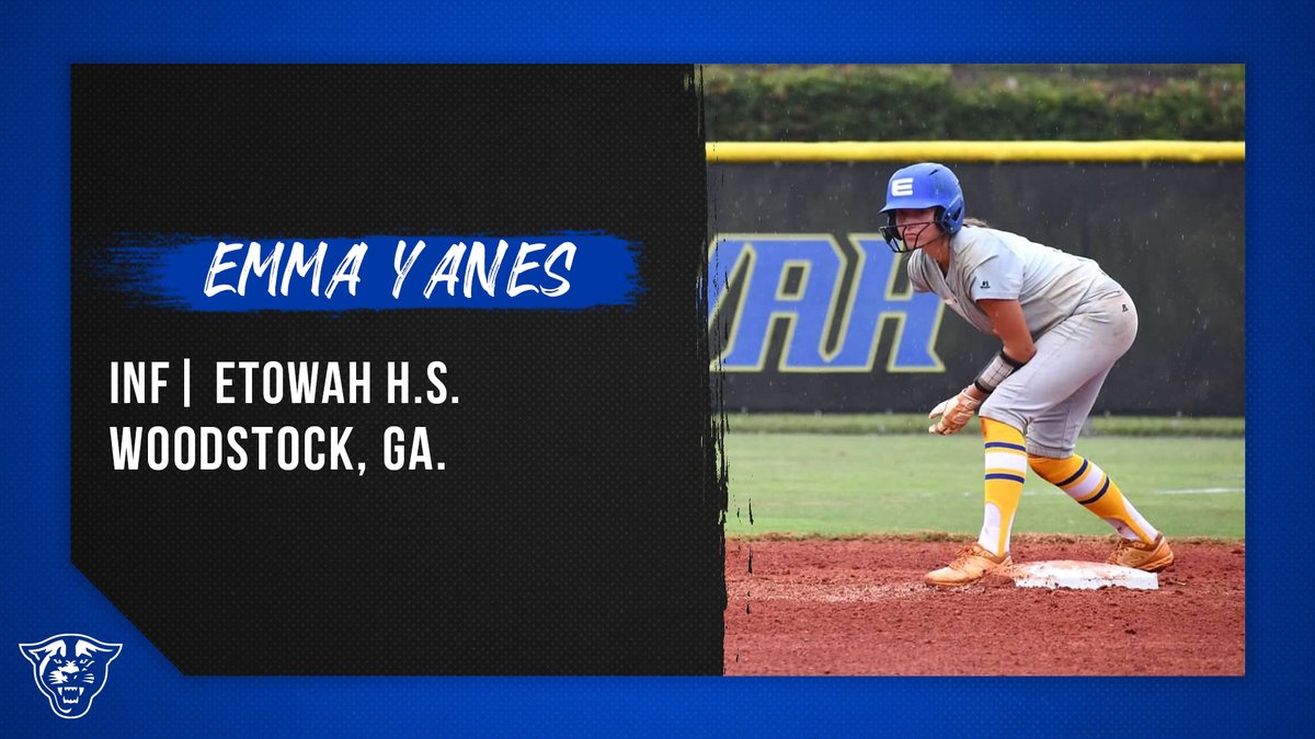 GSU_Softball's tweet photo. Our eighth and final signee today is @EmmaYanes3. 

Welcome Emma to the Panther Family!

#AOG | #SigningDay https://t.co/ytHA4a0314