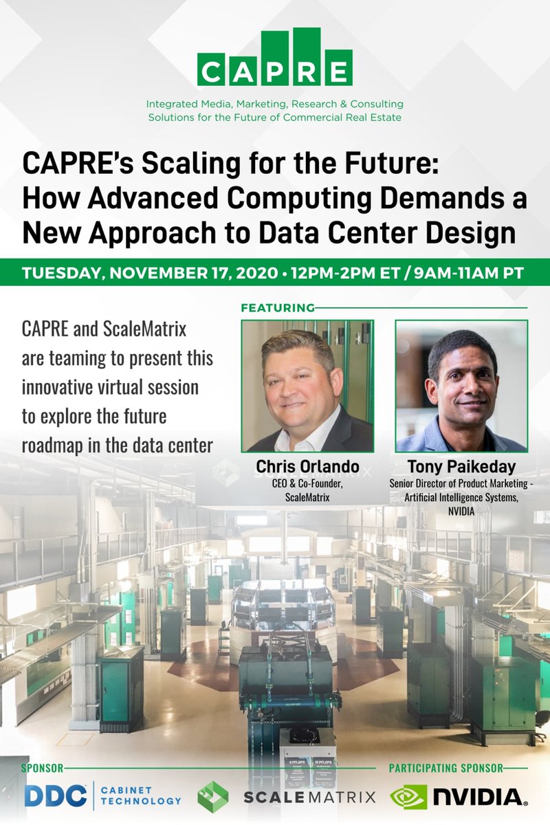 Save your spot! Nov 17th <a href="/CapreMedia/">CAPRE MEDIA</a> Webinar Panel  "Building a Competitive Edge: Advanced Computing Solutions and the Data Centers Which Enable Them" with <a href="/TonyPaikeday/">Tony Paikeday</a> #NVIDIA  Stephan Balaban #LambdaLabs <a href="/ChrisOrlandoSMX/">Chris Orlando</a> Register at register.gotowebinar.com/register/30957… 
#ai #hpc