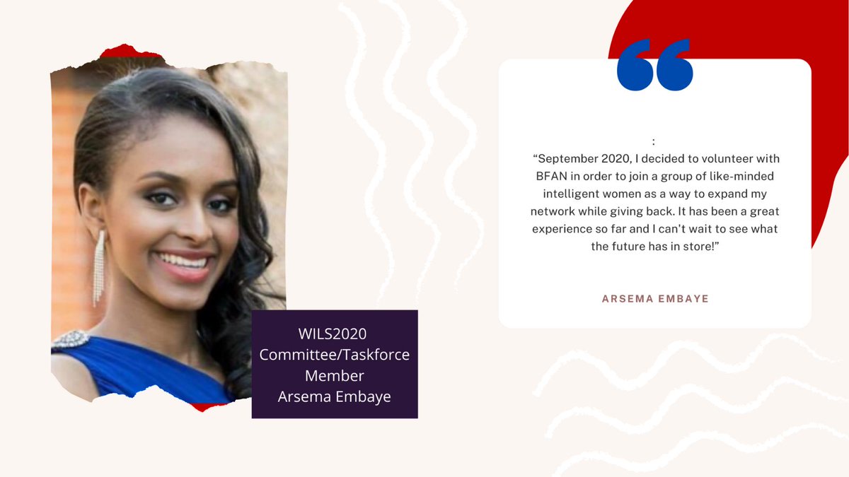 bfannetwork's tweet photo. Thank you to Women in Leadership Summit 2020 (WILS2020) committee member Arsema Embaye for your teamwork, help and support in planning this year’s WILS2020. We could not have done it without volunteers like you. #WILS2020 #BFANNETWORK #VOLUNTEERING #DiversityAndInclusion https://t.co/pZOPaA8O6U