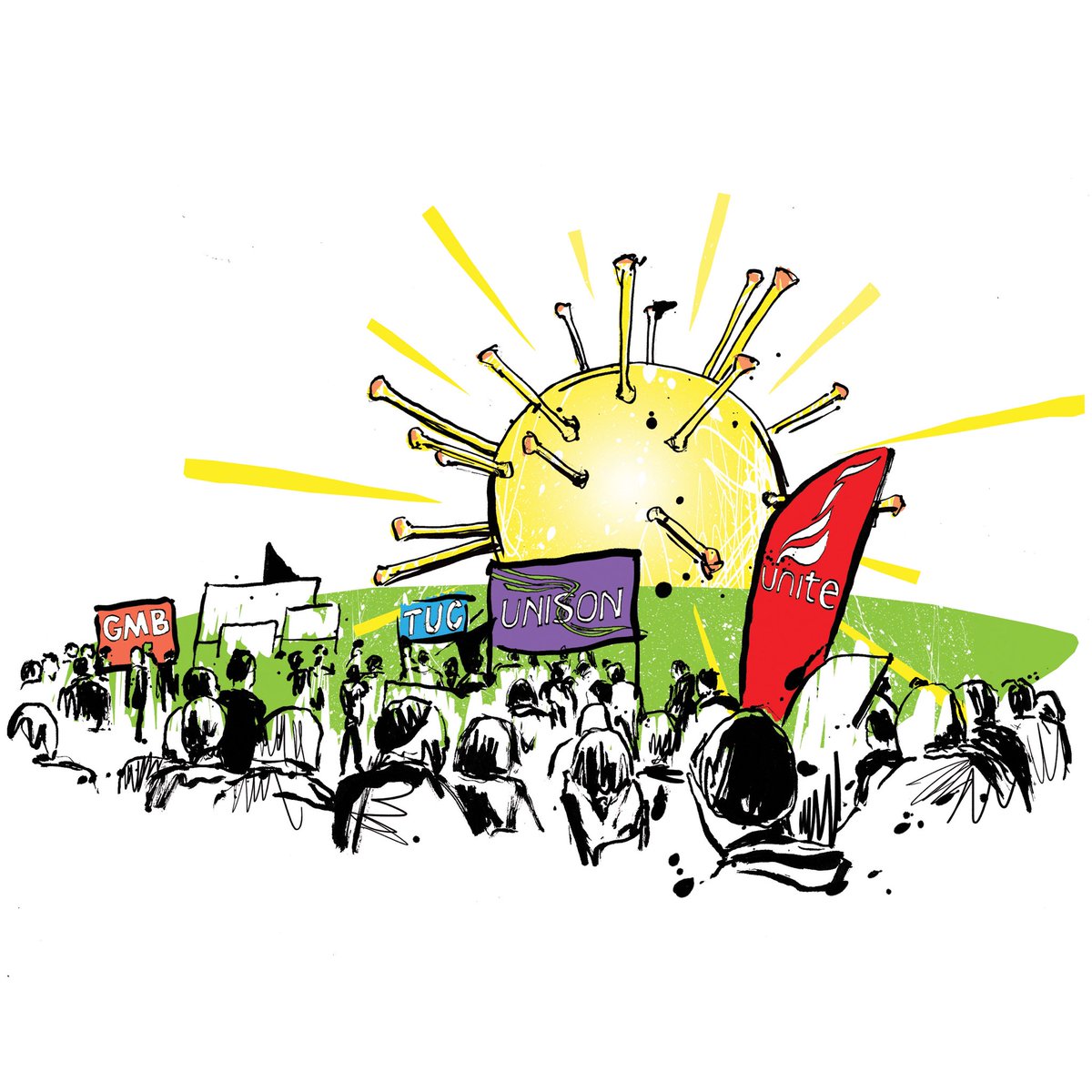 SLMILLUSTRATION's tweet photo. #editorial #illustration for @TheBristolCable for an article on trade unions dealing with the Covid crisis,  finally got my hands on a copy! #coronavirus #Covid_19 https://t.co/CihOkNFgJx