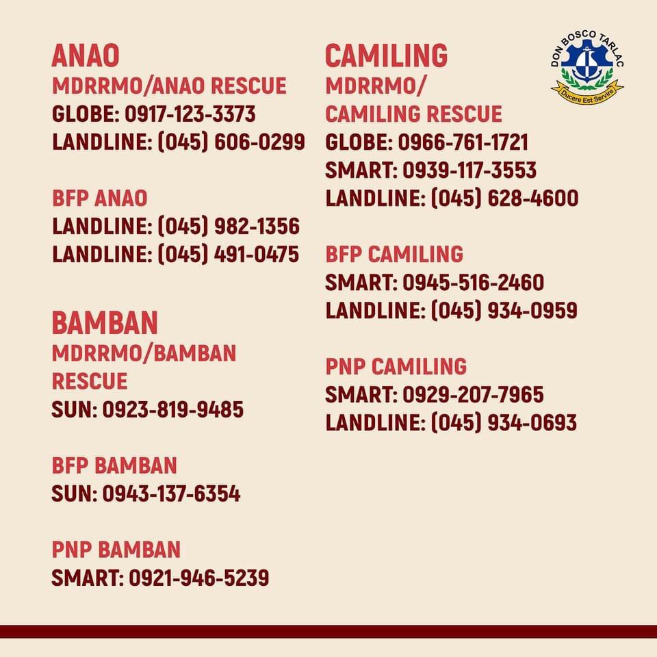 spaziopolo's tweet photo. for those who live in Tarlac City and Tarlac Province. Incase you need help. #UlyssesPH https://t.co/REyV9wwUyc