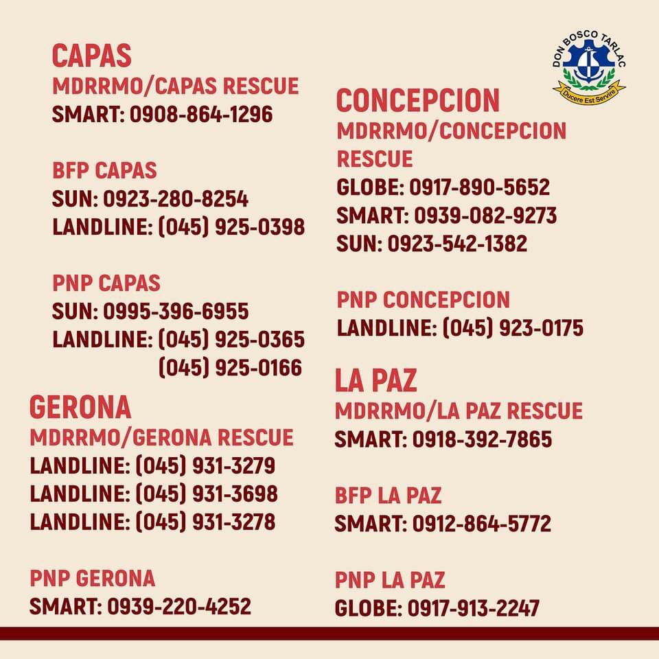 spaziopolo's tweet photo. for those who live in Tarlac City and Tarlac Province. Incase you need help. #UlyssesPH https://t.co/REyV9wwUyc