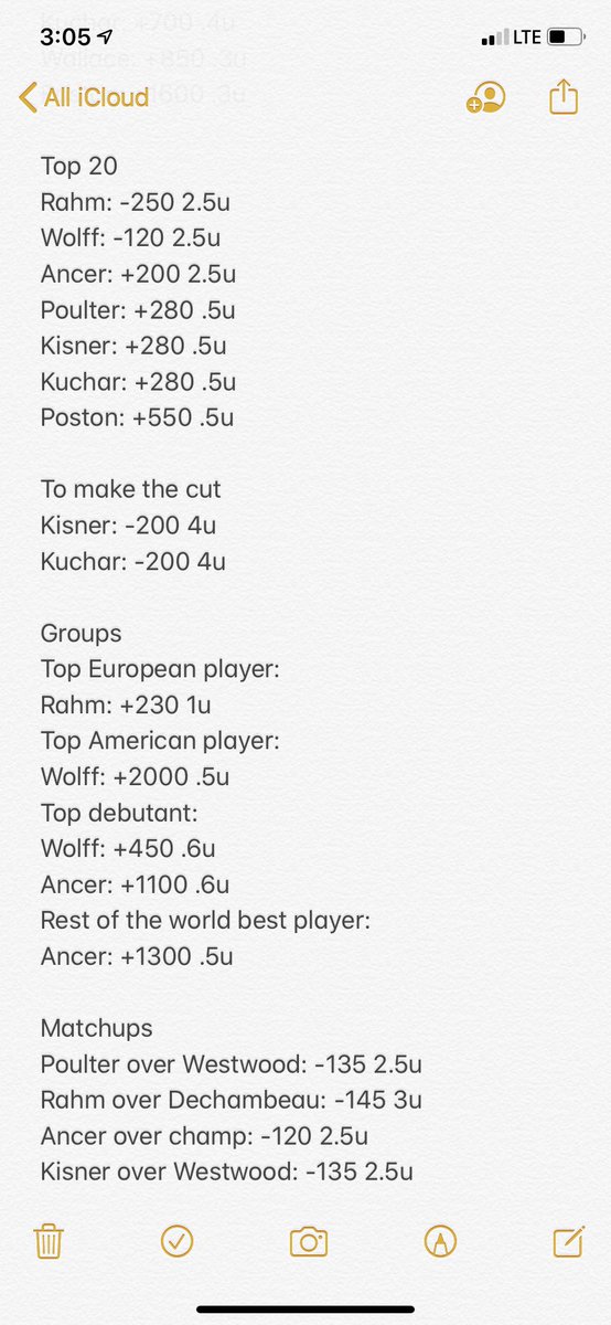 RUninformed's tweet photo. Masters plays. You really should have to pay for picks like these. https://t.co/WpXaWKdGdI