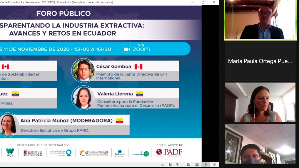 Faro_org's tweet photo. 📍 [INICIA] 

El #ForoPúblico: Transparentando la Industria Extractiva: Avances y Retos en #Ecuador.

Moderado por @apmunozg,directora ejecutiva de @GrupoFARO. El panel cuenta con varios expositores quienes hablarán sobre los beneficios del ingreso del país a #EITIEcuador https://t.co/S66MLlwXox