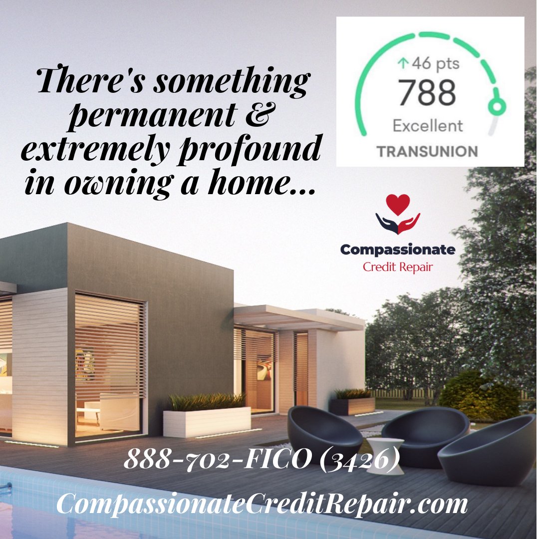 CCR_8887023426's tweet image. There's something permanent &amp;amp; extremely profound in owning a home... if your score is holding you back from that, we can help! Your BEST CompassionateCreditRepair.com TOLL FREE 888-702-FICO (3426) or text MORE INFO to 818-620-5317 and #RAISEyourSCORE #CreditRestoration