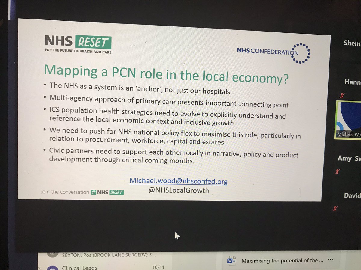 DrHannahMorgan's tweet photo. Brilliant #PCNconference today by @NHSConfed . Didnโt do any tweeting as all time between listening was spent planning COVID vaccine with fellow @CdsPcn and CCG teams. Got my homework to read and comms to plan. Thank you @rankine and @tayokufeji : privilege to be asked to present https://t.co/RkUDz6L70p