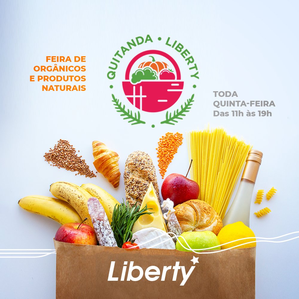 Liberty_Mall's tweet photo. Toda quinta temos Quitanda Liberty, uma feira com produtos orgânicos e naturais que todos nós amamos! E nós convidamos você para desfrutar de tudo isso com a gente. Vem!🍓🍞🧀
⠀
#quitandaliberty #quinta #orgânicos #naturais #feira #LibertyMall https://t.co/4DefUoatu4