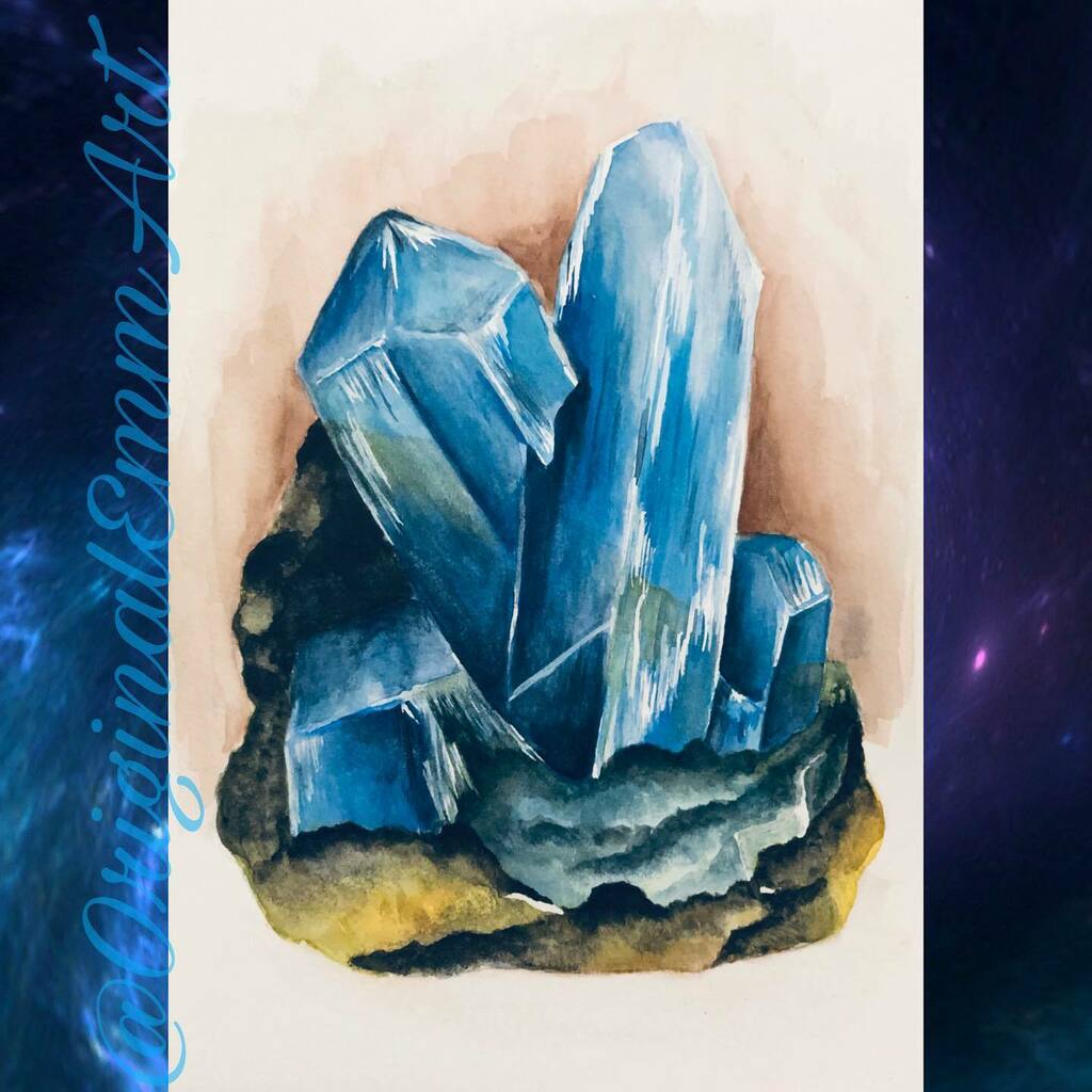 OriginalEmmArt's tweet photo. Finished Sapphire painting. I’m having a great time on this Gem series and feel Steven would approve lol. Hope you guys like it ☺️ #art #artistsoninstagram #artist #watercolor #watercolorpainting #watercolor #iarted #crystals #crystalgems #gem #sapphire … https://t.co/brdu4CujCS https://t.co/yUQPMUn35T