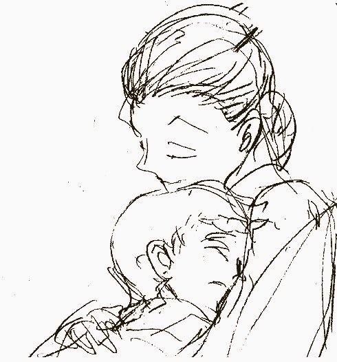 I'm glad Shirai said this sketch shows the children's relationship with mom really well and Norman has such a peaceful face here  Pretty sure Posuka knew that he's a weak and sickly kid when she drew it, because her extra sketch about opening a jar was drawn quite early.