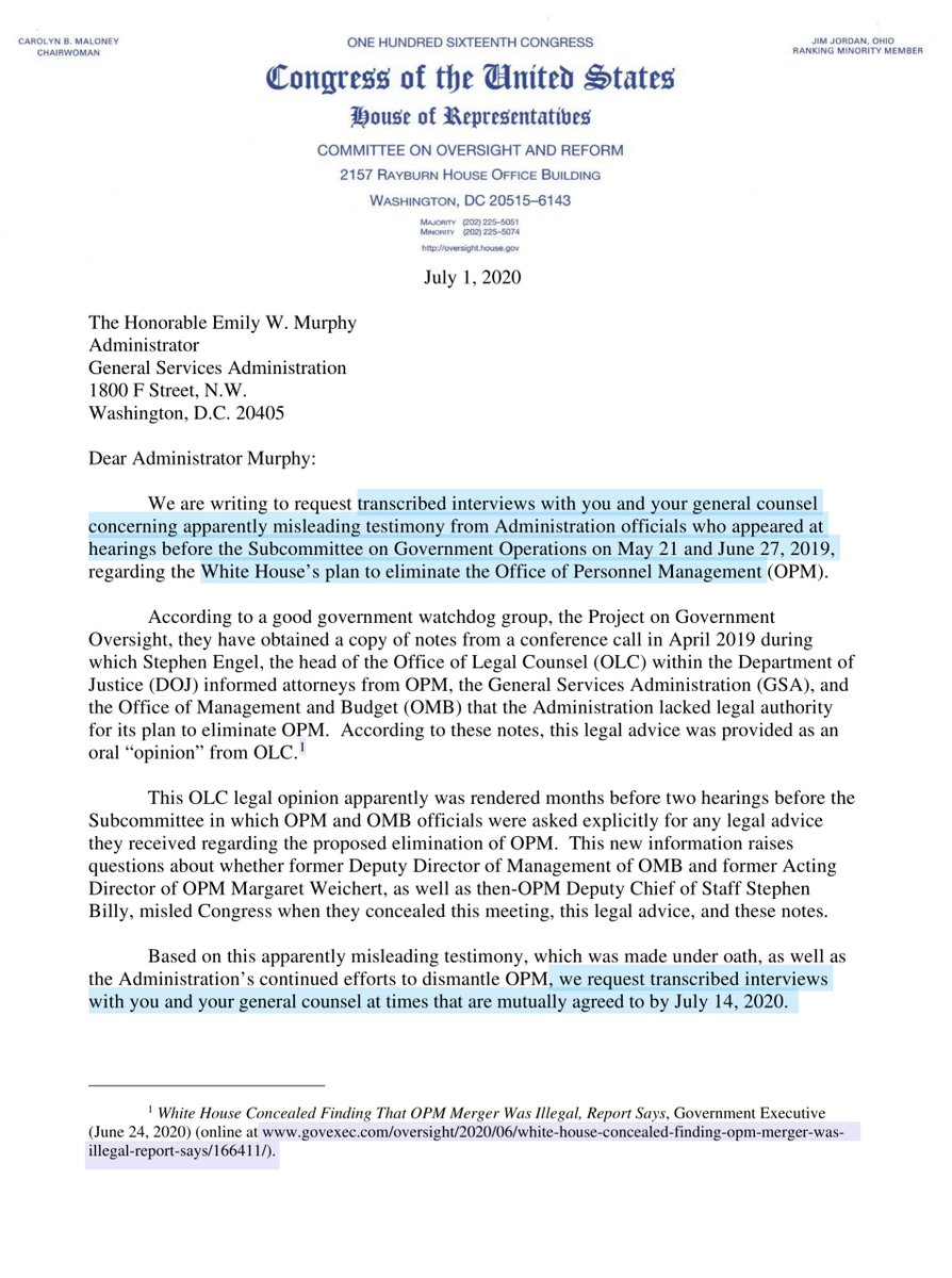 Good After  @GSAEmily I hope you‘ve taken the time to:-hire competent counsel -begged Trump for a preemptive pardon The 117th Congress is likely to make you waddle in for a straight up DC verbal shellacking AND I’M HERE FOR ITJuly 2020 Emily https://oversight.house.gov/sites/democrats.oversight.house.gov/files/documents/2020-07-01.CBM%20GEC%20to%20Murphy-GSA%20re%20TIs.pdf