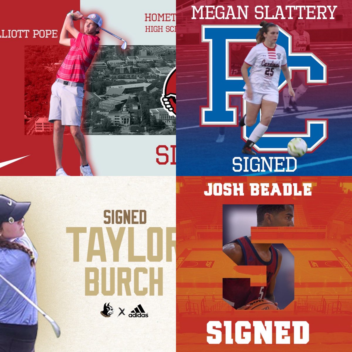 CNathletics1's tweet photo. Congratulations Josh, Megan, Taylor and Elliott #BackTheBird #signingday2020 https://t.co/nfx5RjbBJg