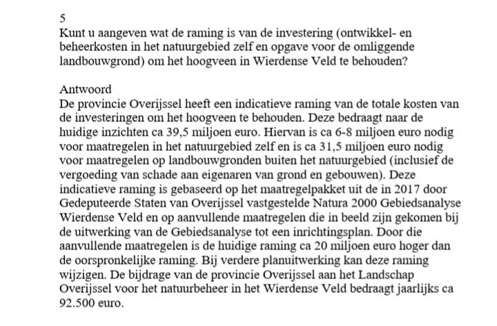 Wierdenseveld: 420 ha #natura2000 beheer <a href="/LandschapOV/">Landschap Overijssel</a> en vangt €92.500 per jr. Vernatten gebied: €39.500.000,— Voor behoud 125m2 veen in een waterwingebied. Echt van het padje <a href="/ProvOverijssel/">Provincie Overijssel</a>. En jij maar werken voor de belastingcenten..... <a href="/mvonmartels/">Maurits von Martels</a> dank voor het stellen.