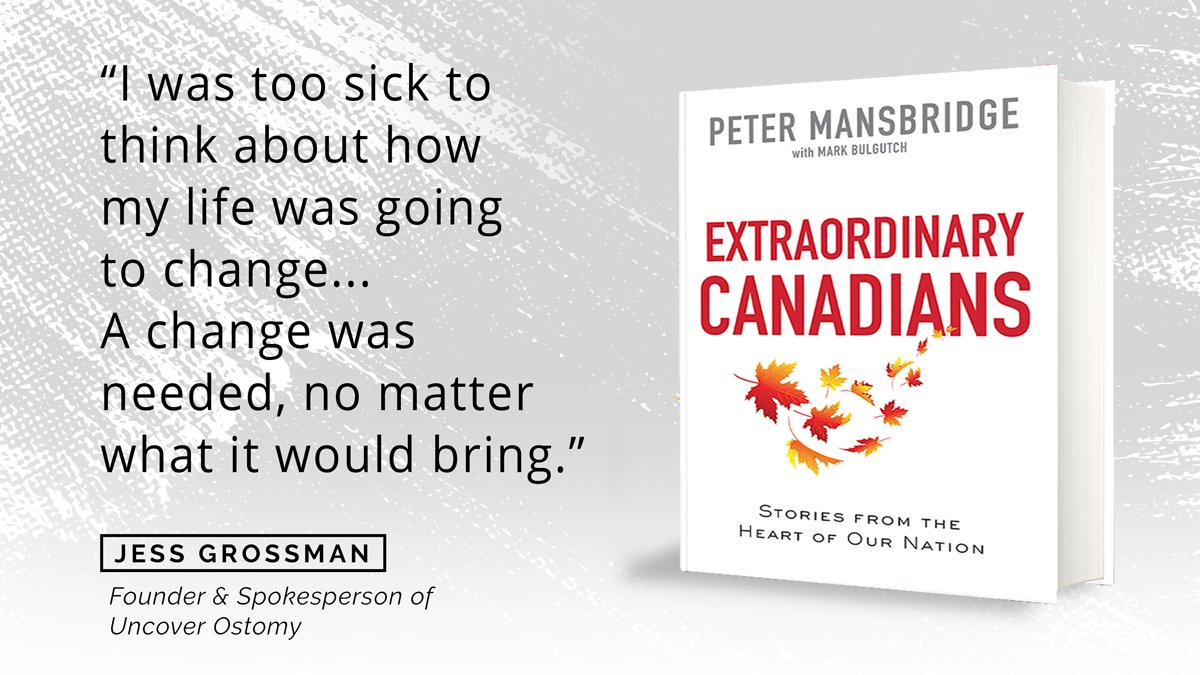 We're excited to announce that <a href="/JessGrossman/">Jessica Grossman</a> &amp; her journey to #ostomy surgery is a chapter in <a href="/petermansbridge/">Peter Mansbridge</a>'s new book, "Extraordinary Canadians." Thank you for helping us spread ostomy awareness. 

content.simonandschuster.ca/extraordinary-… <a href="/simonschuster/">Simon & Schuster</a>