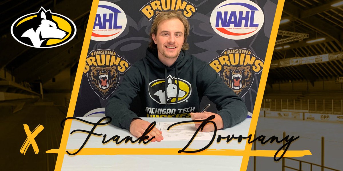 theaustinbruins's tweet photo. Join us in congratulating defenseman Frank Dovorany who signed his National Letter of Intent today to play at @mtuhky! https://t.co/l0snEHvwsI