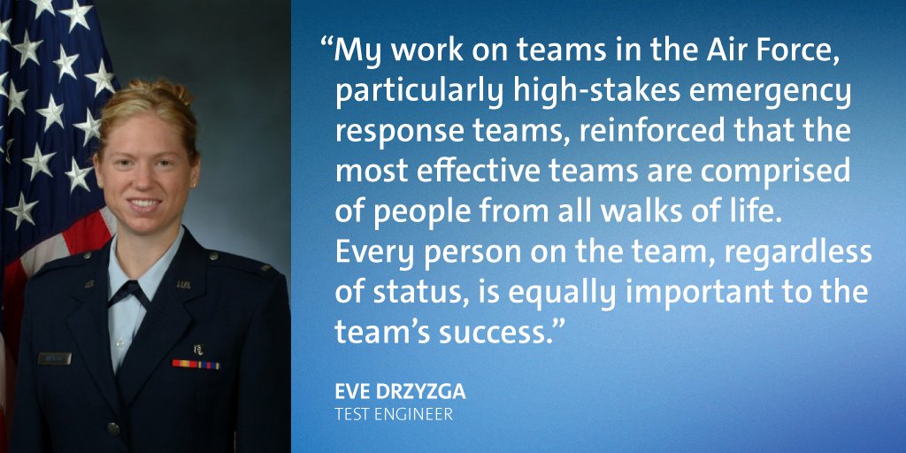 General Motors (@GM) on Twitter photo 2020-11-11 20:22:19 First Lieutenant Eve Drzyzga served as a bioenviromental engineer in the US Air Force where, she says, she learned to recognize the unique contributions every member of a team has to offer. First Lieutenant Eve Drzyzga served as a bioenviromental engineer in the US Air Force where, she says, she learned to recognize the unique contributions every member of a team has to offer.