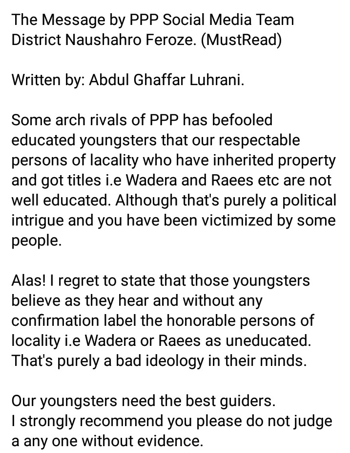 Ghaffara0999's tweet photo. Removing Misconceptions/Wrong Ideologies from thoughts of Youngsters.
#MustReadArticle
@FerozeJamali @ZLanjar @psfmansoor @BBhuttoZardari https://t.co/h7Oq9LFdud