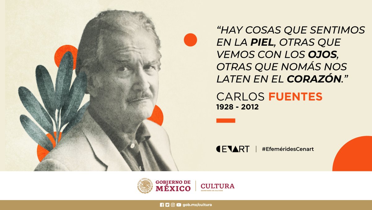 Hoy recordamos a Carlos Fuentes, autor de títulos como "Aura", "La muerte de Artemio Cruz" y "La región más transparente", quien nació hace 92 años. Fue un narrador, ensayista y escritor mexicano. Considerado  figura fundamental del llamado boom latinoamericano.