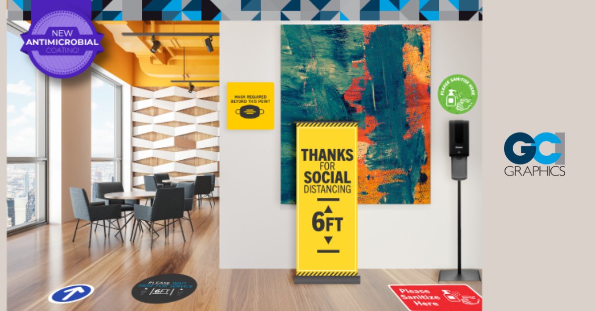 exploringgraphx's tweet image. We offer a range of quality, durable social distancing graphics solutions for indoor and outdoor use! Antimicrobial coating is available. #GCIGraphics #Printing #Graphics #Safety #Solutions bit.ly/2Z9kZF6