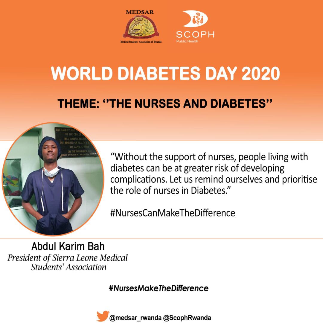 #DiabetesAwarenessMonth 
#NursesMakeTheDifference
#diabetes #Rwanda #SierraLeone
#Africa #IFMSA #MedTwitter
@medsar_rwanda @IFMSA @MM2020Rwanda 
@karimsununu
@ndagijeserge 
@WDD