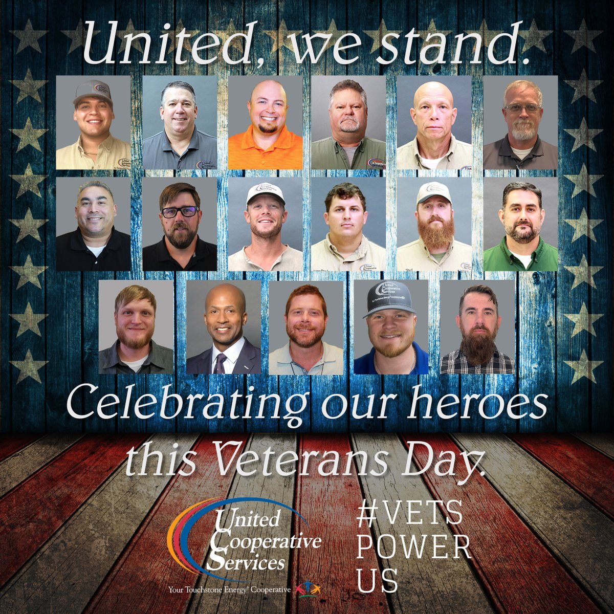 UnitedCoop's tweet photo. Heroes walk among us every day. They served in the U.S. Armed Forces and protected our freedom. Thanks to United's veterans and to all those who have served our country. Happy #VeteransDay2020 #thecoopdifference #poweron #VetsPowerUs https://t.co/etit6comeA