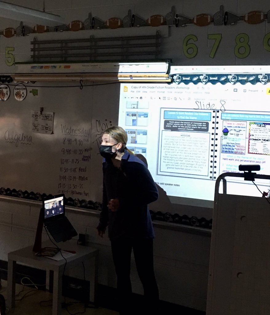 MrsJVMiller's tweet photo. Not all rockstars perform on a stage! This morning @MsKimberlyVolz was “performing” one of her favorite lessons to her in person students and well as her at home learners! @WestMilfordSupt @daniel_novak_WM https://t.co/vR9uZGPLMC