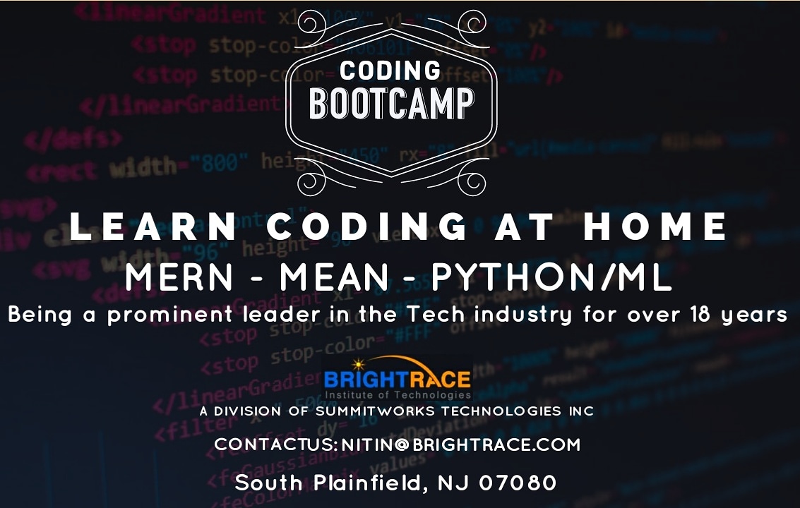 BrightraceC's tweet photo. IT BOOTCAMP IN NEW JERSEY #07080
REMOTE LIVE TRAINING
PYTHON
MEAN
MERN
DISCOUNTS

#PYTHON #MEAN #MERN #FULLSTACK #TRAINING #REMOTETRAINING #NYC #NewJersey #Pennsylvania #Virginia #brightracecourse #brightrace https://t.co/y8Jbxrs9Ok