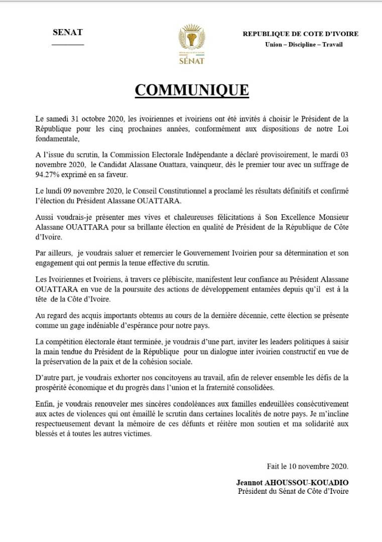 AhoussouKouadio's tweet photo. Message de félicitations au Président de la République, SEM @AOuattara_PRCI https://t.co/50n6j2A5De