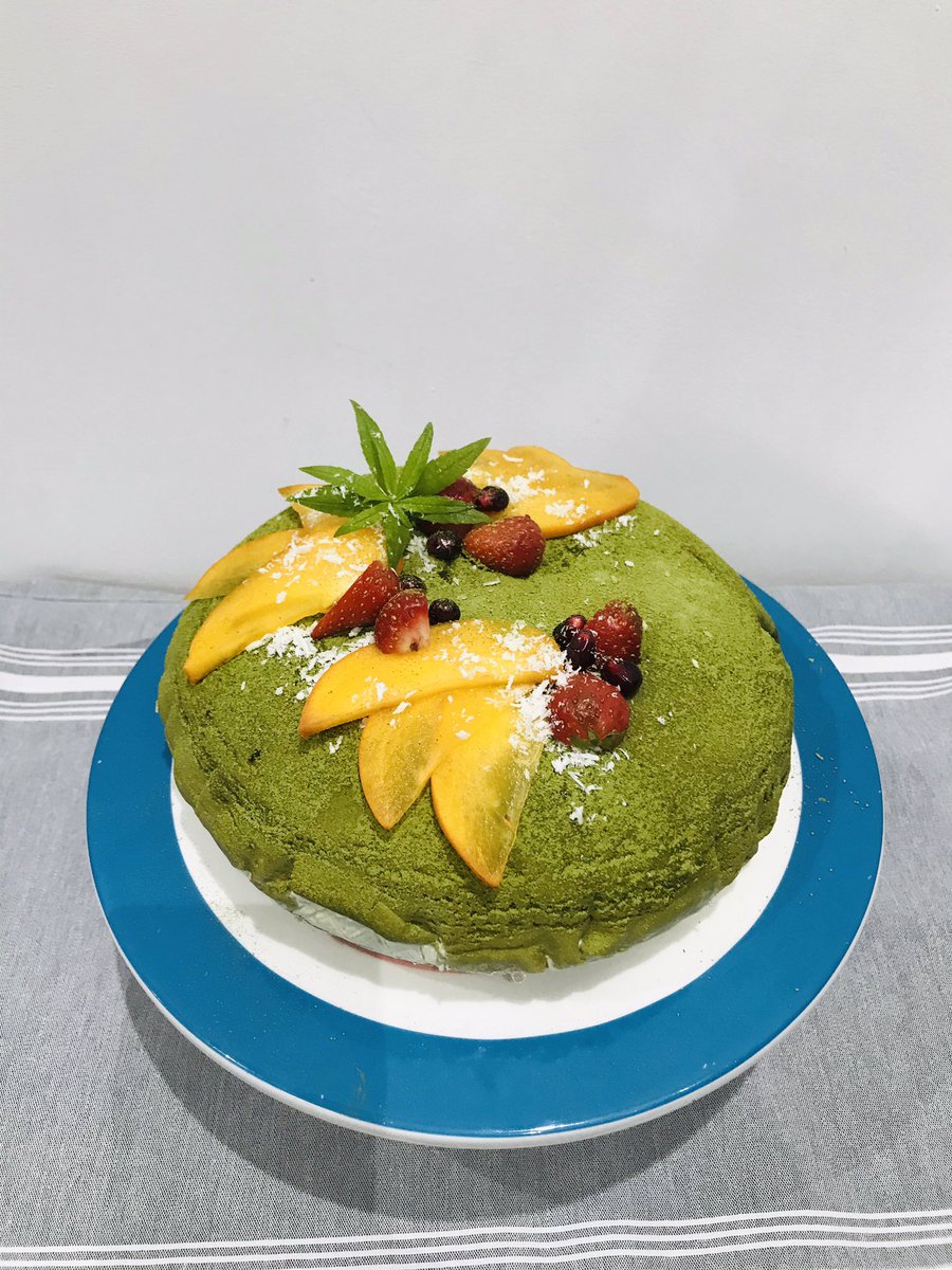 MehdiLamrani1's tweet photo. Doing a bit of catch up baking as was waiting for my matcha to arrive in the post, so just got round to Japanese week 6 and here’s my Matcha Mille Crepe cake in all its glory #GBBOTwitterBakeAlong @thebakingnanna1 @Rob_C_Allen #japaneseweek @BritishBakeOff @PrueLeith https://t.co/XHRQZbCjg0