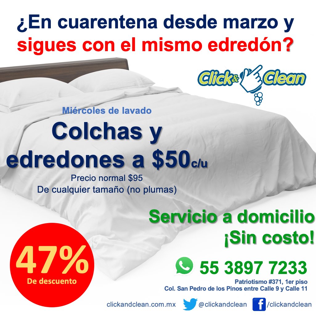 ClickandClean's tweet photo. Si en esta ocasión a ti no te sirve esta promo, a nosotros nos ayuda mucho tu retweet. Mil gracias!

Tenemos espacios para el miércoles de Colchas y Edredones y estamos agendado la recolección del jueves d lavado de ropa!

¿Ya te anotaste?

@eje_universidad

WhatsApp 55 3897 7233 https://t.co/xDuTfH3nLS