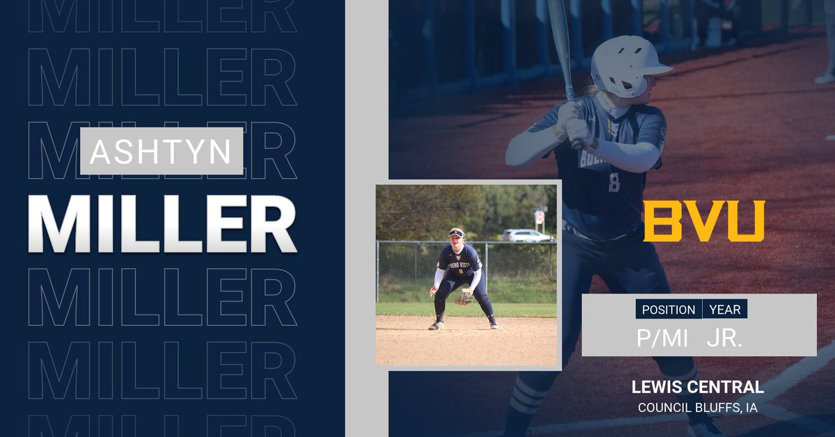 BVUSoftball's tweet photo. Today it's time to introduce #8: Ashtyn Miller! Ashtyn's favorite food is t-bone steak, which is good since more protein = more home runs, right? Either way, we're glad to have her! #8isgreat #steakisgreat #rollbeavs https://t.co/xH1StQpEKE
