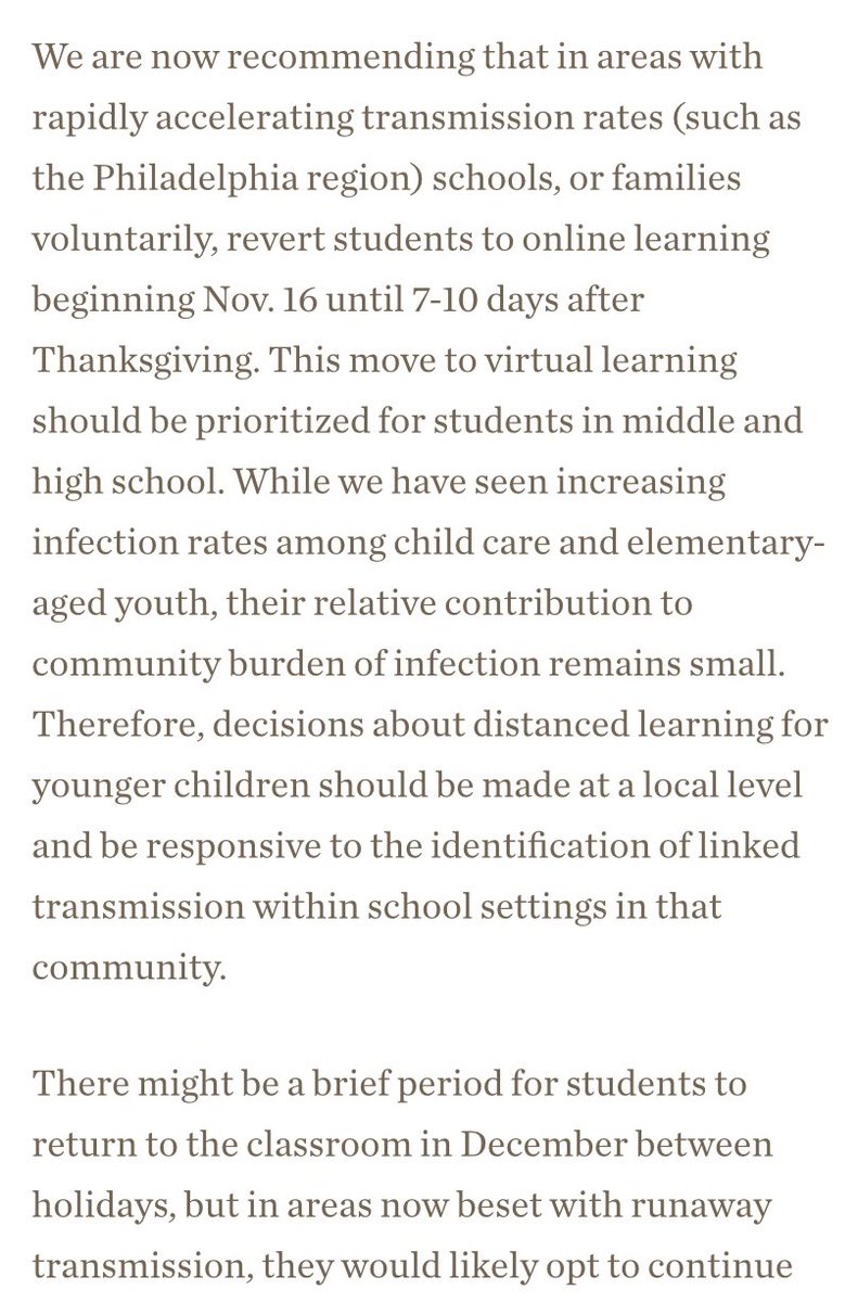 CoconnellFox29's tweet photo. #Developing:Because of rapid spread of #COVID19 in the area @ChildrensPhila Policy Lab is recommending all schools In Philadelphia region switch to all online learning until after Thanksgiving. Many local districts follow thier guidance. @FOX29philly https://t.co/XTgLAvOx4J