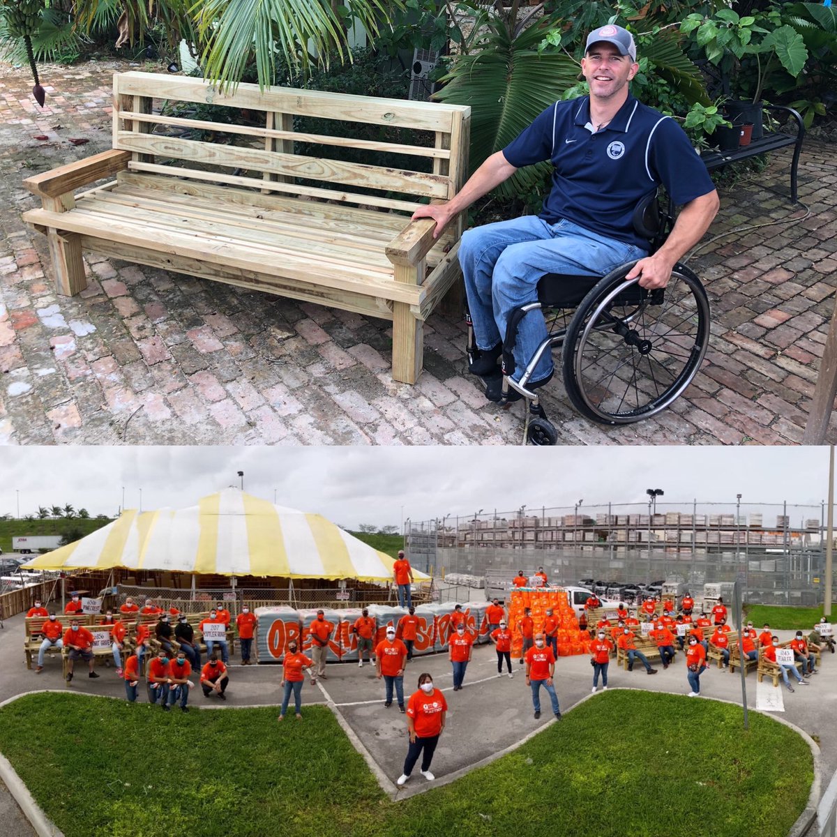 Giving back this Veterans Day, helping build benches and care packages for Veterans and people in need. We delivered our bench to Marine Daniel Evans. Thank you Dan, and all Veterans for your service!!! ⁦⁦⁦<a href="/rose_taylorwood/">Rose Taylor</a>⁩ ⁦⁦<a href="/VegaMapvega/">Marisela Vega</a>⁩ ⁦<a href="/sfltd2020/">South Florida Team Depot</a>⁩