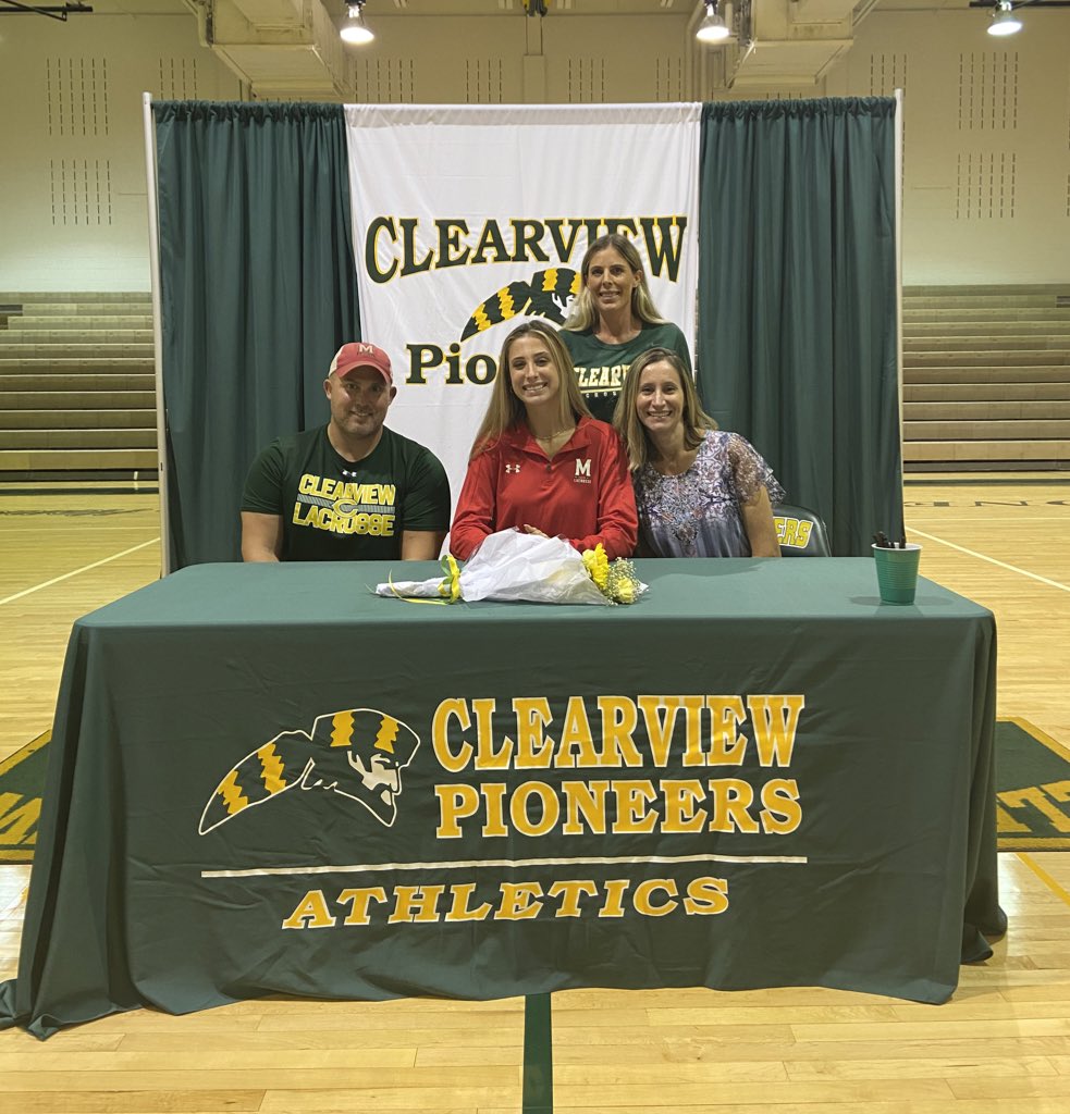 viewathletics's tweet photo. Congrats to Hailey R for signing her NLI today to continue her Academic &amp; Lacrosse careers at The University of Maryland. We are extremely proud of you!! Once a Pioneer, Always a Pioneer!! GO VIEW!!! https://t.co/O0TuiKxMFn