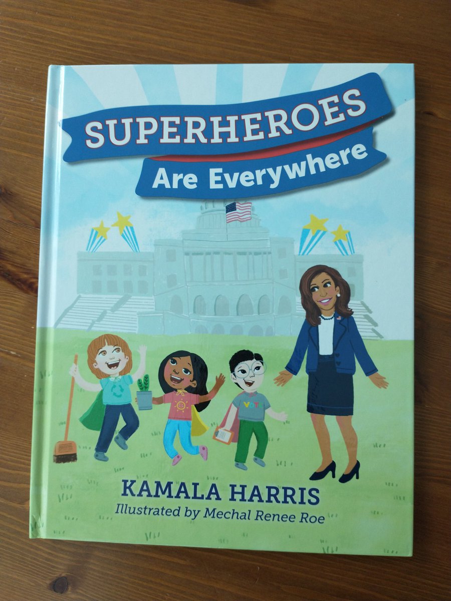 egretandox's tweet photo. What an uplifting break in the day: I read @KamalaHarris's book #SuperheroesAreEverywhere to my daughter's kindergarten class. My favorite page: "Heroes are teachers." Yes they are. #TheHeroCode #TeachersRock https://t.co/PPocnF74eT
