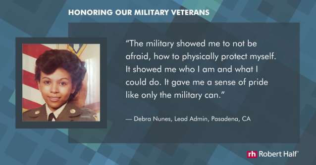 LisaMMontagna's tweet photo. In honor of #VeteransDay this year, we invited employees from around the world to honor and celebrate veterans in their own lives – some @roberthalf employees themselves. ⁠Learn more about our careers for veterans and military spouses: https://t.co/oeIy9taVZS https://t.co/zEBZKKK2zq